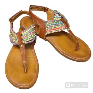 Justice sandals 8 rainbow sandals 8 colorful sandals 8 neon sandals 8 shiny